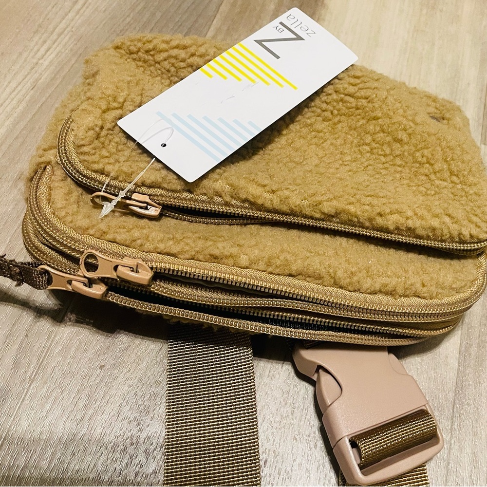 Zella Tan Sherpa Crossbody Bag